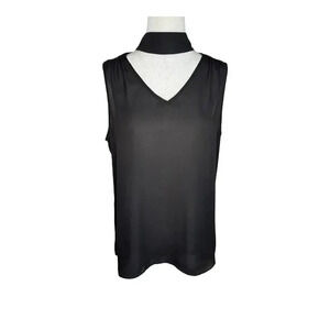 Vince Camuto Women's‎ Sleeveless V-Neck Blouse Black Size Medium Semi-Sheer